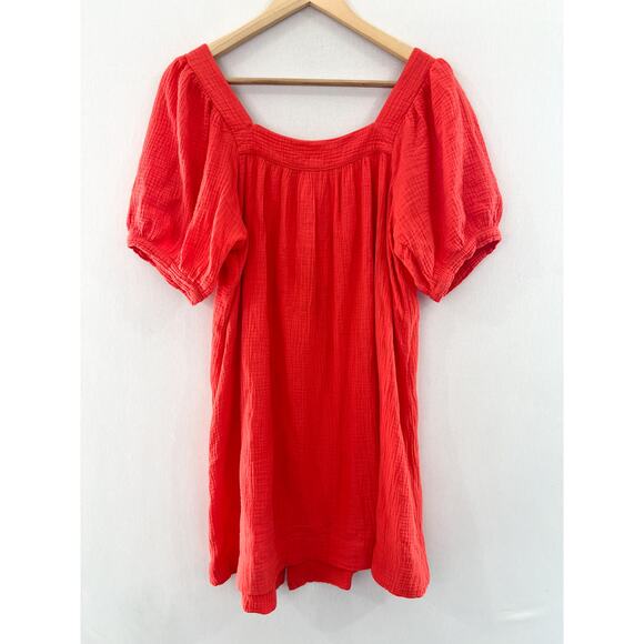 Honorine Francoise Cotton Seersucker Minidress Small Red Cotton Gauze Mini Dress - Picture 3 of 10